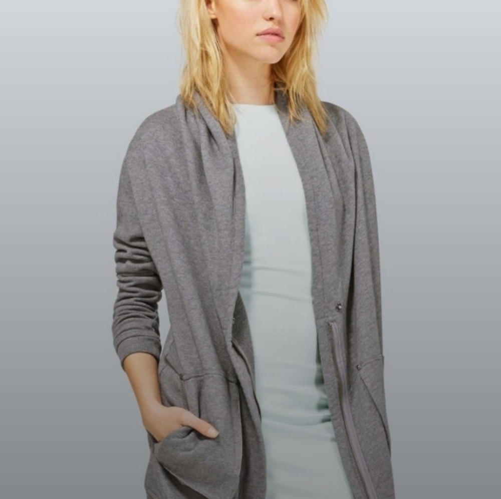 Wilfred, oversize zip sweater in dark gray. Small - Picture 1 of 4